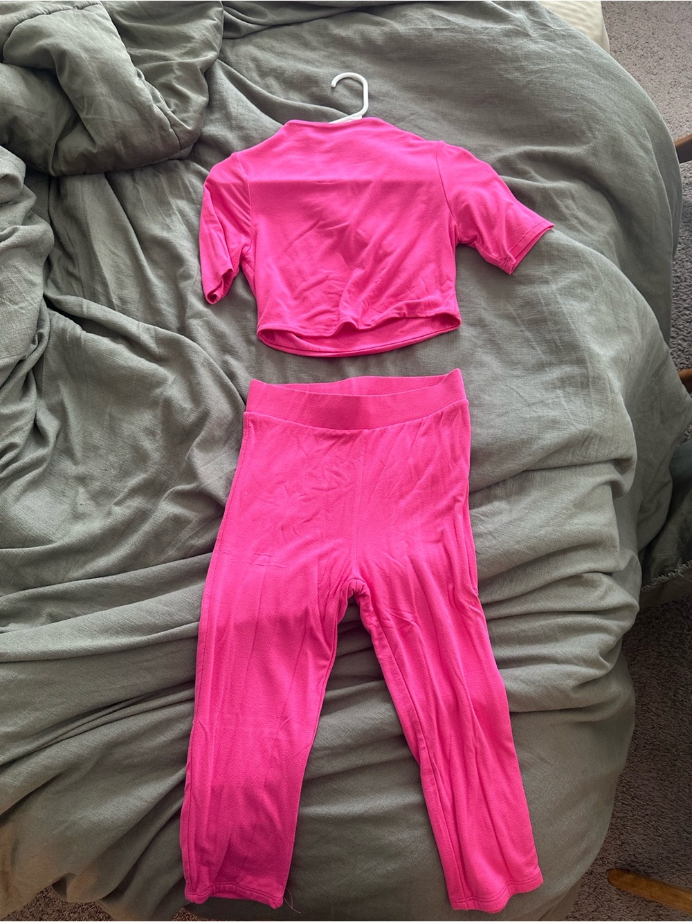 naked wardrobe Hot Pink Crop Top & Leggings Pajama Set